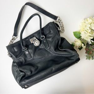 Michael Kors Hamilton Black Leather Lined Tote Purse